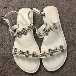 White studded sandals